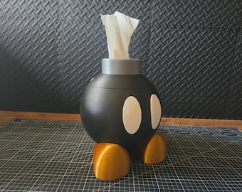 3D Printed Super Mario Bros | Bob-omb Tissue Box Holder | Super Mario Gaming Room Decor | Gamer Desk | Nintendo Gift | Video Game Office