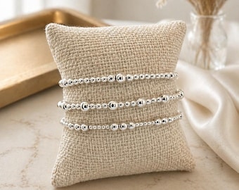 Sterling Silver Beaded Bracelet Stack Set
