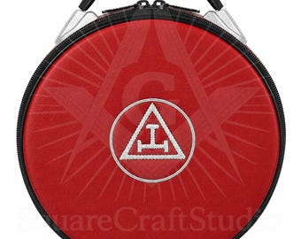 Masonic Royal Arch Cap Case | Hand Embroidered Red Regalia Bag | Cryptic Council Crown Carrier | Gift for Past High Priest