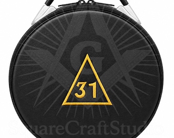 Masonic 31st Degree Cap Case | Scottish Rite Fez Hat Carrier Bag | Black Faux Leather Regalia Storage Box | Freemason Gift