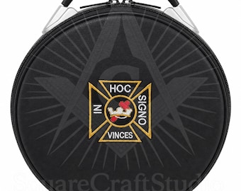 Knights Templar Chapeau Case | Masonic Commandery Cap Case | Faux Leather Regalia Storage Bag | Freemason Gift