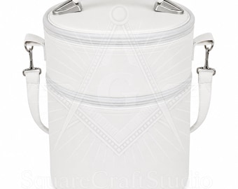 Estuche para fez y gorra masónica / Piel sintética blanca / Bolsa de transporte para sombreros de doble capa