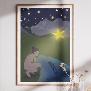 Étoile – Illustration Tarot Inspirée Rider-Waite – Affiche Ésotérique