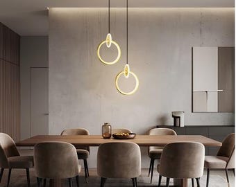 Hand Curated Gold Ring Pendant Light – Modern LED Chandelier Decor