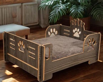Modern Natural Wood Cat Bed, Small Dog Hammock