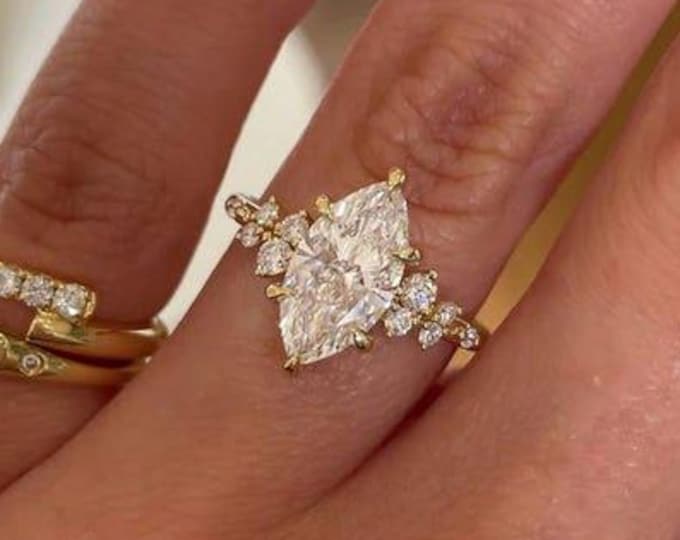 2 CT Marquise Cut Moissanite Engagement Ring , Solid Gold , Promise Ring for Women, Handmade Jewelry Anniversary And Birthday Gift for Her