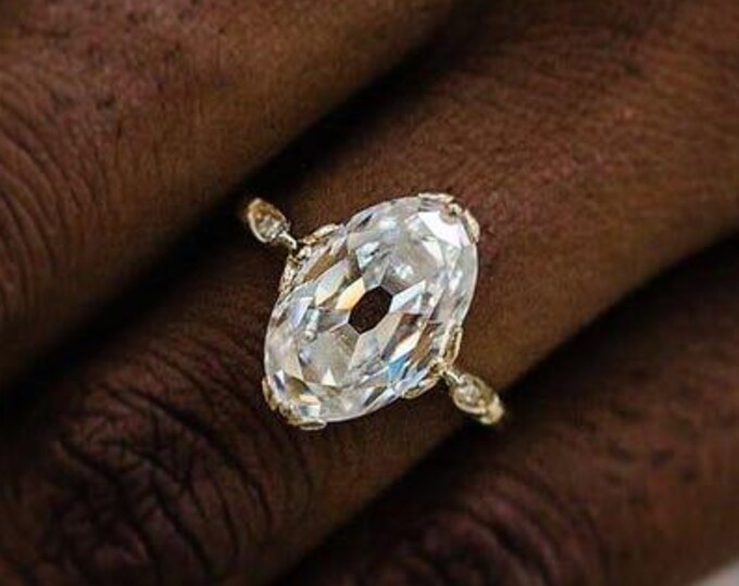 8 CT Old Mine Oval Cut Moissanite Diamond Ring • Vintage Inspired Gold Solitaire • Dainty Classic Heirloom Style Jewelry Gift for Her