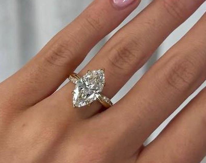 4 CT Marquise cut Moissanite engagement ring vintage ring diamond ring Unique twisted band Bridal ring promise ring Anniversary ring