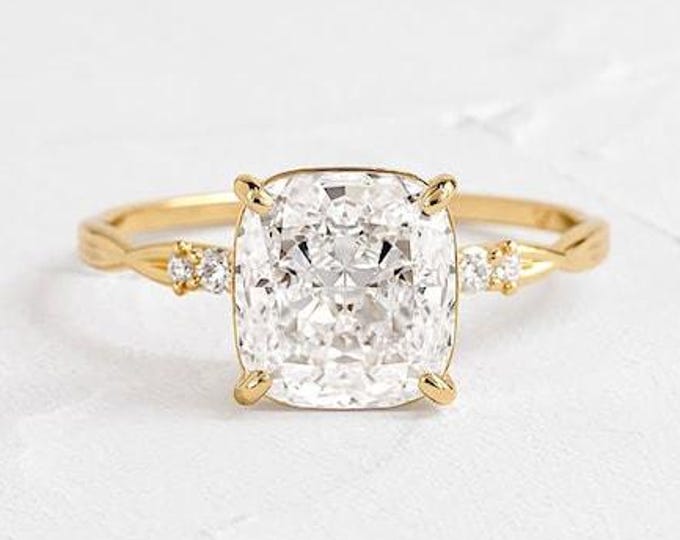 2 CT Cushion Cut Engagement Ring | Minimal Moissanite Ring | Gold Bridal Ring | Classic Solitare Ring | Gift For Her