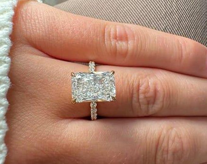 2.50CT Radiant Cut Moissanite Engagement Ring, Radiant Cut Engagement Ring, Radiant Cut Solitaire, 4 Ct Radiant Cut, Solitaire Promise Ring