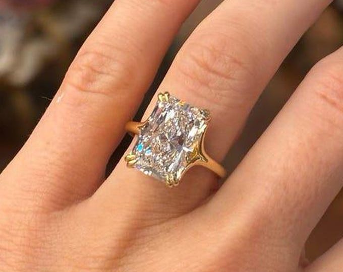 4 CT Radiant Cut Diamond Engagement Ring| Gold Solitaire Ring,Elegant Yellow Gold Ring, Luxury Promise Ring,Anniversary Jewelry Gift for Her