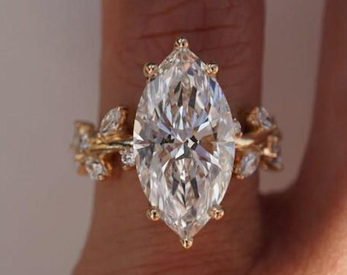 3 CT Marquise Diamond Engagement Ring Moissanite Diamond Anniversary Ring Unique Proposal Ring for Her Six Claw Prong Setting Ring Gifts