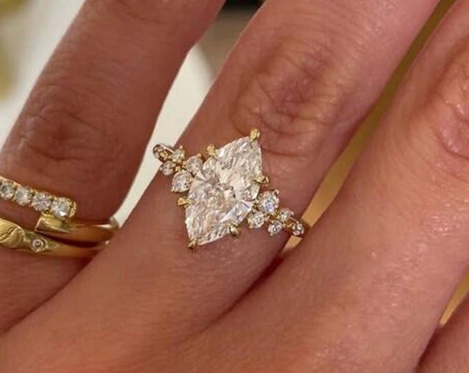 2 CT Marquise Cut Moissanite Engagement Ring , Solid Gold , Promise Ring for Women, Handmade Jewelry Anniversary And Birthday Gift for Her