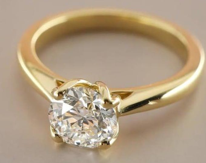 1 CT Round Cut Moissanite Engagement Ring, Unique Pave Wedding Ring, Classic 4 Prongs Solitaire Ring, Vintage Ring, Anniversary Gift