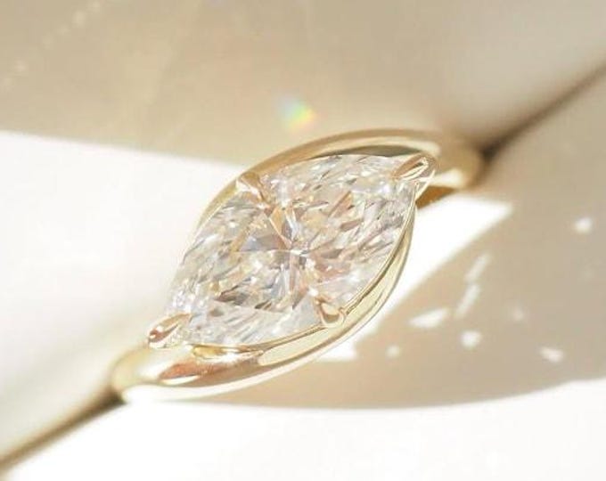 3 CT Marquise Moissanite Diamond engagement ring Unique Rose gold ring Diamond ring Solitare band Bridal Set Promise Ring Anniversary Ring