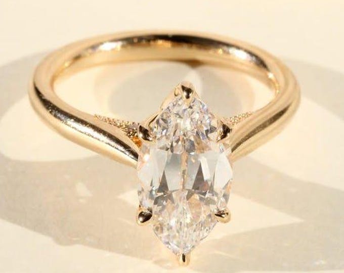 2 CT Marquise Cut Moissanite Engagement Ring, Marquise Solitare Ring, Promise Ring, Six Prong Set Classy Anniversary Rings , Gift For Her