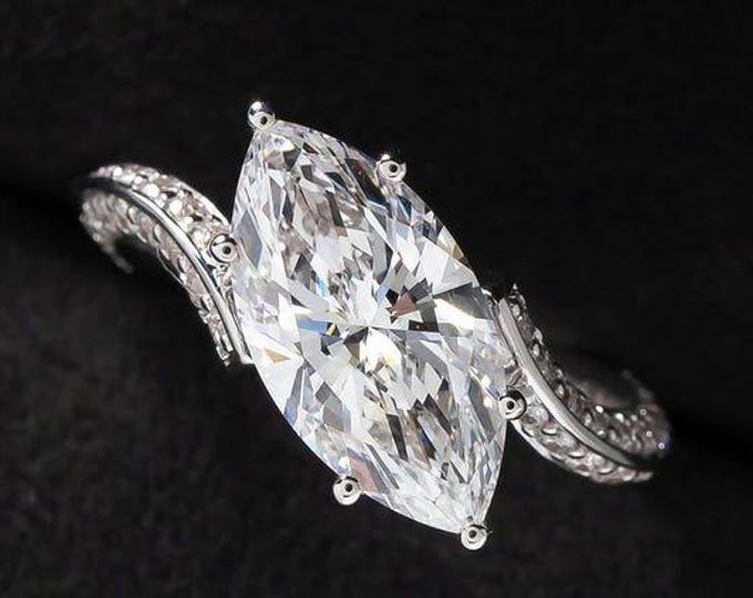 3 CT Marquise Cut Moissanite Engagement Ring , Solid Gold , Promise Ring for Women, Handmade Jewelry Anniversary And Birthday Gift for Her