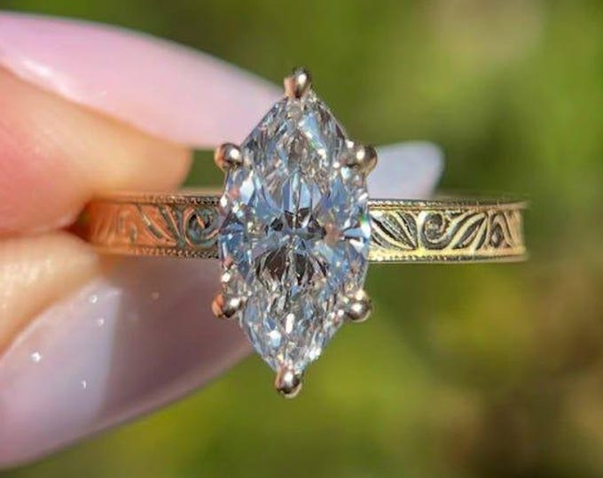 3 CT Marquise Cut Moissanite Engagement Ring, Marquise Wedding Ring, Promise Ring, Six Prong Set Classy Anniversary Rings | Gift For Her