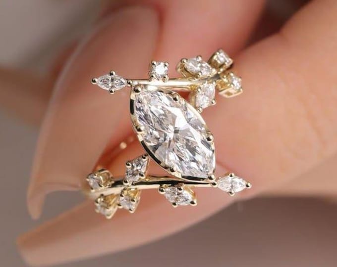 3 Carat Marquise Cut Moissanite Engagement Ring Moissanite Bridal Ring Simple Wedding Ring Promise Ring For Her Anniversary Gift For Women