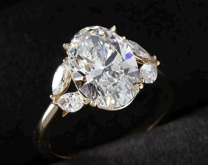 3 CT Oval Cut Moissanite Wedding Band Set | Eternity Engagement Ring Set | Bridal Sets Anniversary Gift for Women | Promise Ring for Her