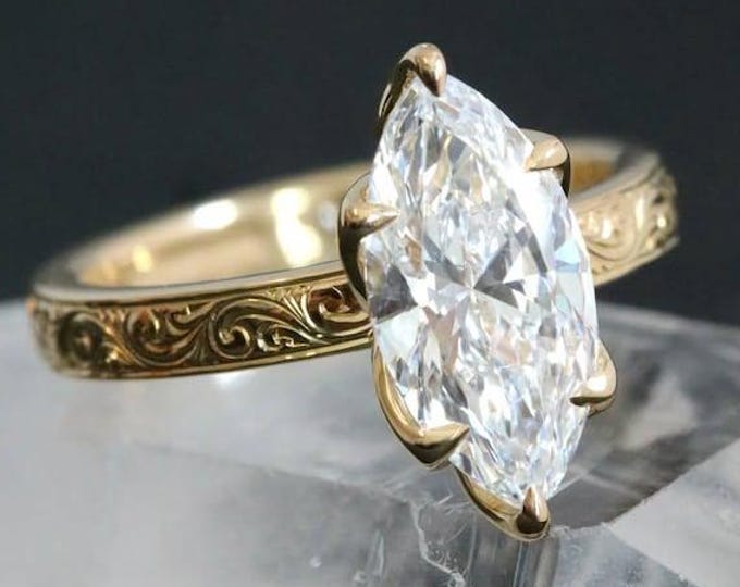 3 CT Marquise Cut Moissanite Engagement Ring, Marquise Wedding Ring, Promise Ring, Six Prong Set Classy Anniversary Rings | Gift