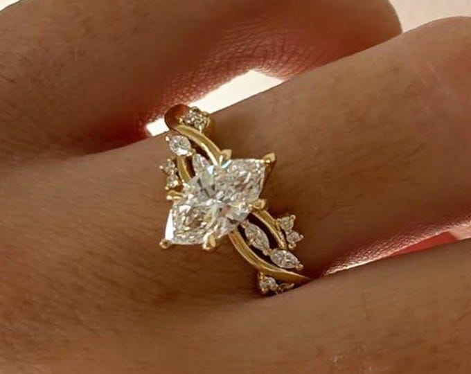 3 Carat Marquise Cut Moissanite Diamond Engagement Ring , Bridal Ring Simple Wedding Ring Promise Ring For Her Anniversary Gift For Women