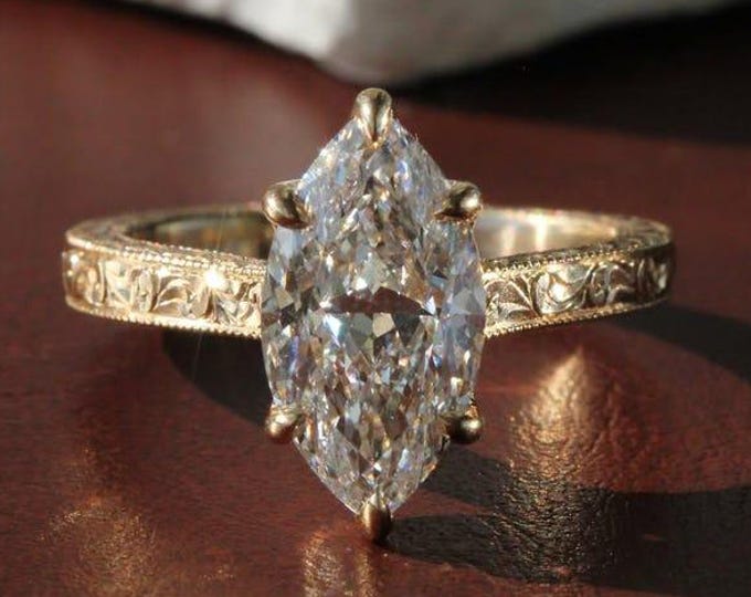 3 CT Marquise Cut Moissanite Engagement Ring, Marquise Wedding Ring, Promise Ring, Six Prong Set Classy Anniversary Rings | Gift For Her