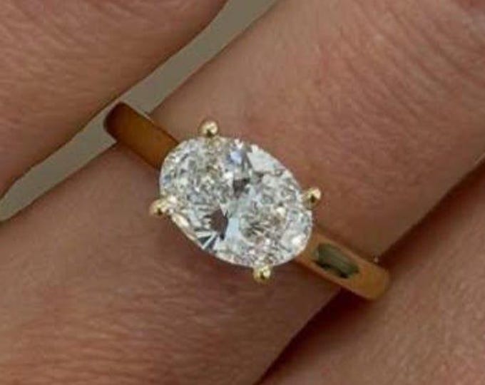 3 CT East West Oval Cut Moissanite Engagement Ring , 14K Solid Gold , Four Prong Ring , Promise Or Anniversary Ring For Women