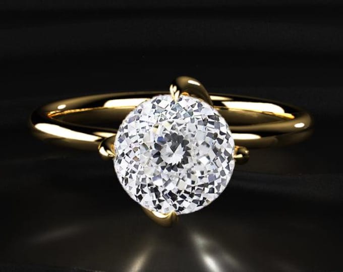 3CT Portuguese Cut Diamond Engagement Ring, Twisted Solitaire Ring, Unique Round Diamond Ring, Minimalist Proposal Ring, Bridal Ring