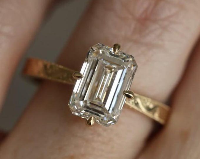 4 CT Emerald Cut Moissanite Engagement Ring | Hidden Halo Ring | Classic Four Prong Setting | Wedding Or Anniversary Gift For Her