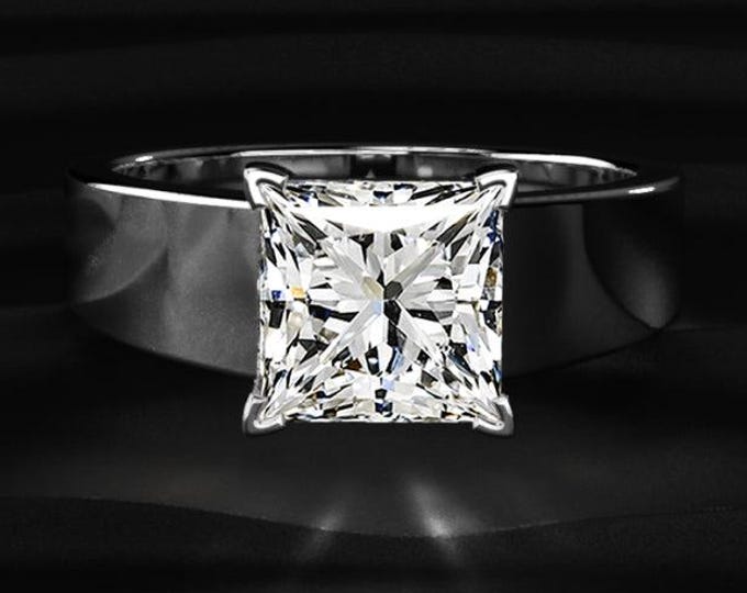 Mens Lab Grown Diamond Ring 2.00CT Princess Cut Ring, Gold Mens Engagement Ring, Modern Wedding Band For Him