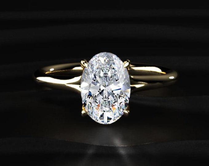 Oval Cut Lab Grown Diamond Engagement Ring, Twisted Gold Solitaire Ring, 14K Solid Gold Promise Ring, Minimalist Bridal Ring Gift for Her