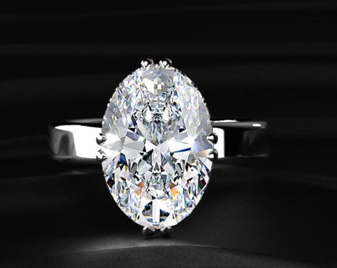 5CT Oval Diamond Engagement Ring, Hidden Halo Oval Ring, Thick Band Solitaire Ring, Lab Grown Diamond Ring, Luxury Bridal Ring