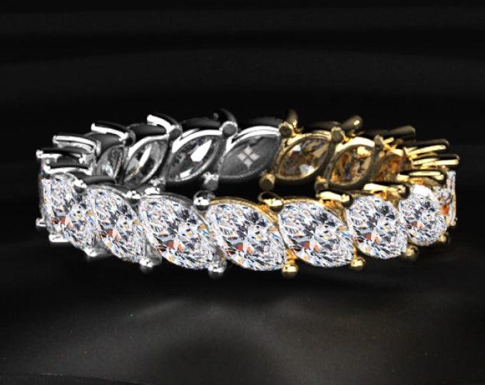 Marquise Diamond Eternity Band, Full Eternity Wedding Ring, Lab Grown Diamond Band, Anniversary Ring, Stackable Bridal Ring