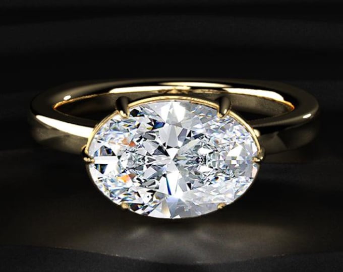 3.00CT Oval Cut Lab Grown Diamond Engagement Ring, Oval Solitaire Ring, 14K Gold Classic 4 Prong Diamond Ring, Minimal Bridal Ring Gift