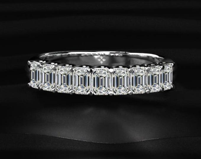 Emerald Cut Diamond Band, Lab Grown Diamond Eternity Ring, Step Cut Wedding Band, Minimal Luxury Ring, Anniversary Gift