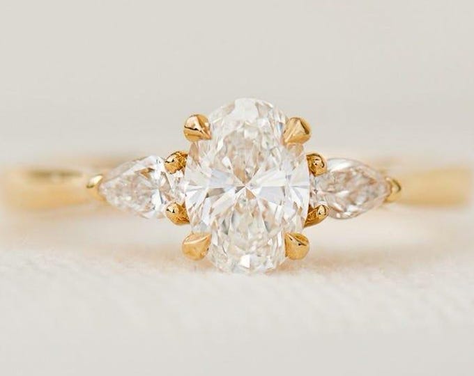 3 CT Oval Cut Moissanite Engagement Ring, Oval Solitaire Moissanite Ring, 14k Solid Gold Ring, Anniversary Gift Ring, Bridal Ring