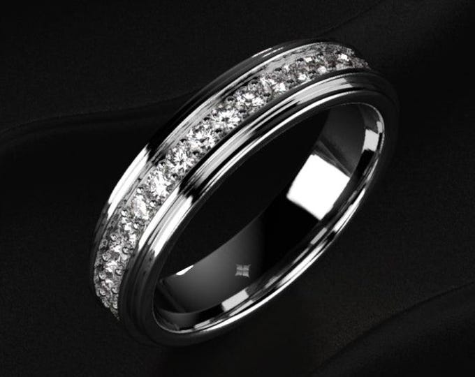 Mens Diamond Wedding Band, Lab Grown Diamond Ring For Men, Channel Set Diamond Band, Classic Mens Wedding Ring, Gold Platinum Band