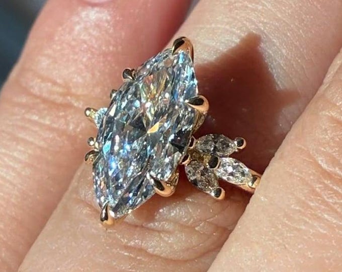 3 CT Marquise Cut Moissanite Engagement Ring, Marquise Wedding Ring, Promise Ring, Six Prong Set Classy Anniversary Rings | Gift