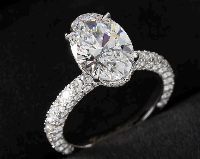 3 CT Oval Cut Moissanite Wedding Band Set | Eternity Engagement Ring Set | Bridal Sets Anniversary Gift for Women | Promise Ring for Her