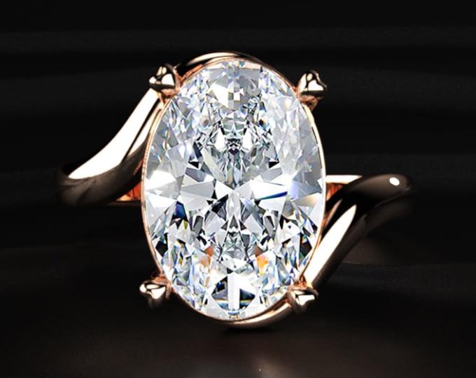Oval Cut Lab Grown Diamond Engagement Ring, Cathedral Solitaire Ring, Rose Gold Oval Diamond Ring, Classic Bridal Anniversary Ring Gift