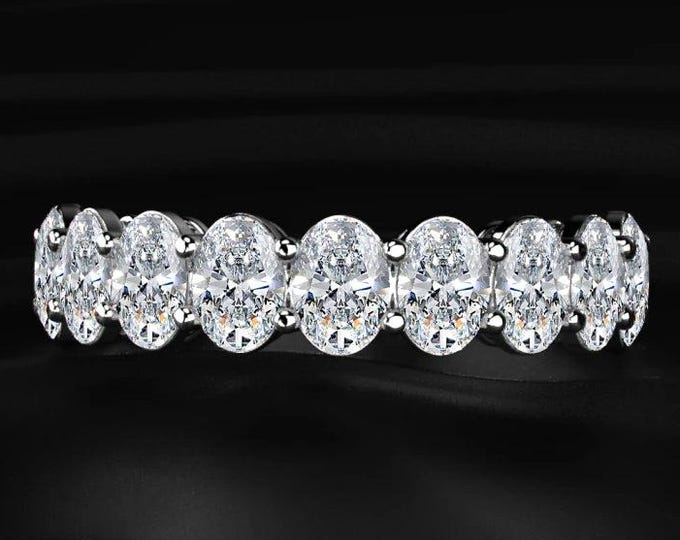 Oval Cut Diamond Eternity Band, Lab Grown Diamond Wedding Band, Full Eternity Ring, Stackable Bridal Ring, Anniversary Gift