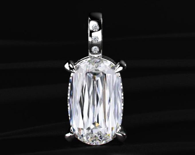 Elongated Cushion Criss Cut Lab Grown Diamond Pendant Criss Cut Solitaire Pendant 14K Gold Gift For Her Pendant Only