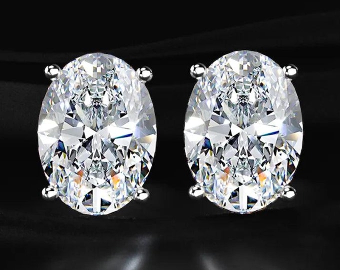 Oval Lab Grown Diamond Stud Earrings 4TCW 14K Gold Classic Diamond Earrings Wedding Gift for Women Fine Jewelry