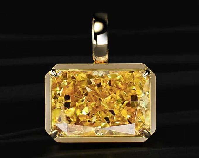 Radiant Cut Yellow Diamond Pendant Lab Grown Diamond Solitaire Pendant Gold Pendant Minimalist Jewelry Pendant Only