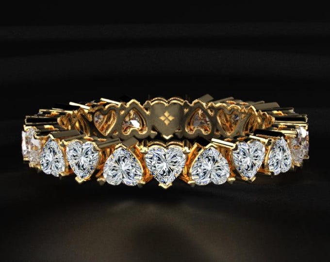 Heart Shape Diamond Eternity Band, Lab Grown Diamond Ring, Romantic Wedding Band, Anniversary Gift Ring, Full Eternity Band