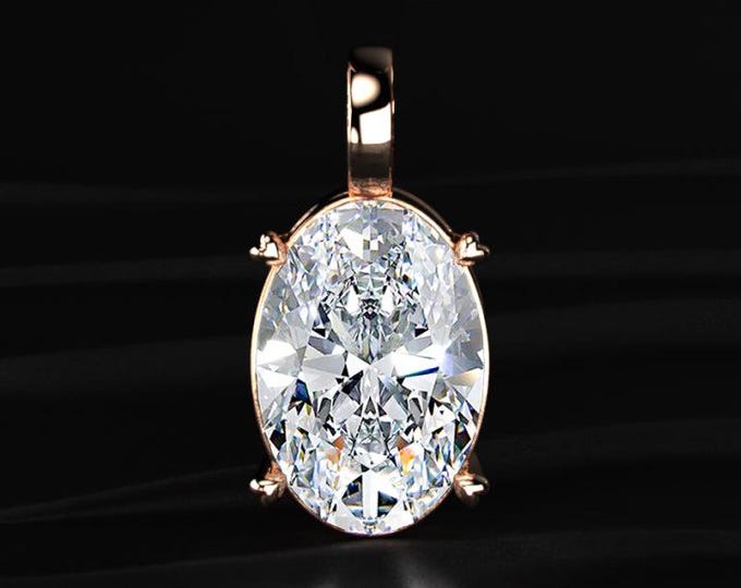 Oval Shape Lab Created Diamond Pendant | 14K Yellow Gold Solitaire | Pendant Only | Timeless Gift for Her | Classic Sparkle