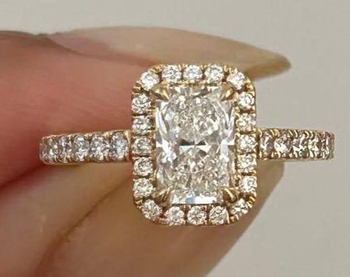 3 CT Radiant Cut Moissanite Diamond Ring Radiant Pave Engagement Ring Gold Wedding Ring Gift For Women Vintage Ring Proposal Ring