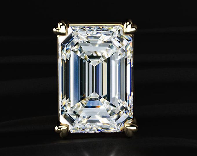 Lab Grown Emerald Cut Diamond Pendant | 14K Yellow Gold Pendant Only | Classic Solitaire Charm | Wedding Gift
