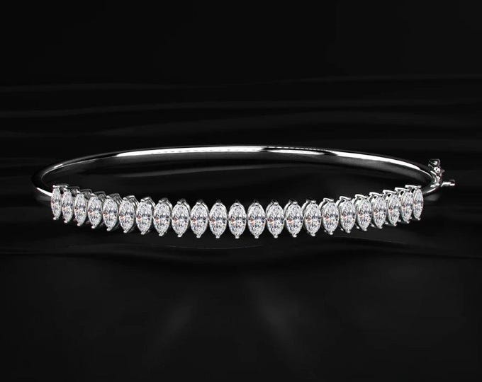 Marquise Diamond Tennis Bracelet Lab Grown Diamond Bracelet Gold Half Eternity Bracelet Elegant Bridal Jewelry Gift for Her